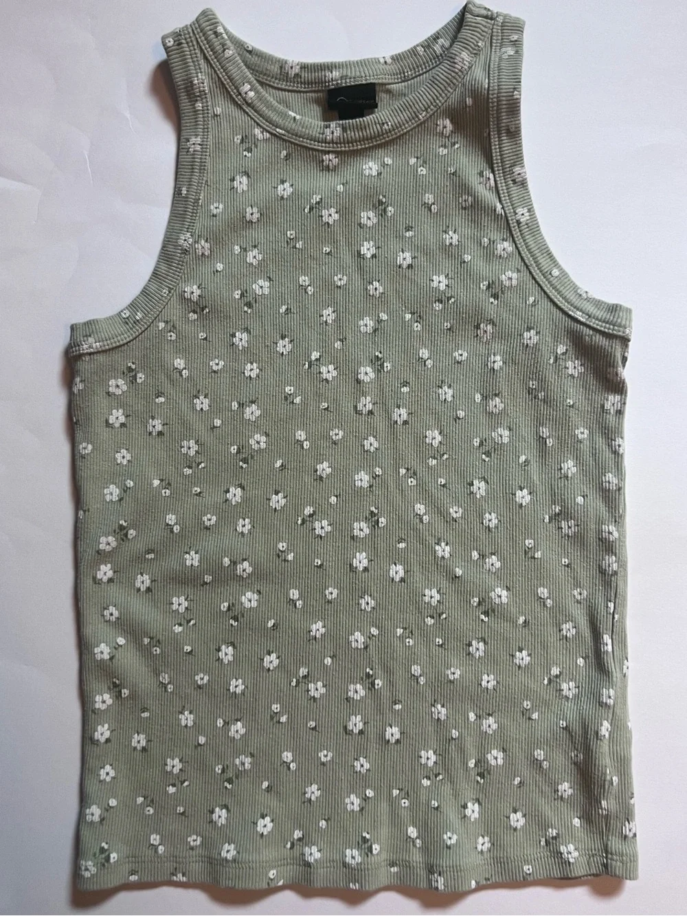 art class Sage Green Ribbed Floral Tank Top Girls Size 14